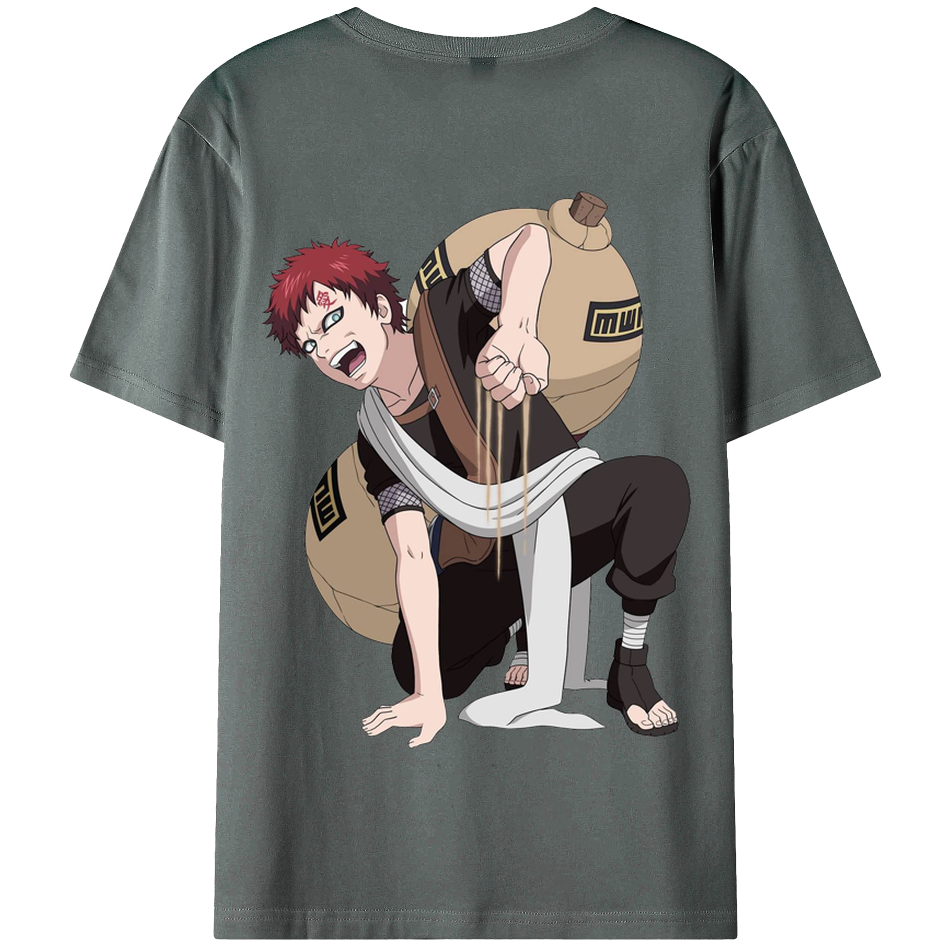 （画像用） NARUTO -ナルト- ガアラ Gaara 綿100％半袖Tシャツ（背面プリント）